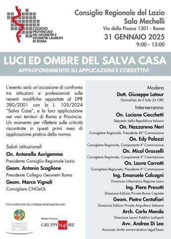 Luci e ombre del ‘Salva Casa’, evento al Consiglio regionale del Lazio per riflettere su norma